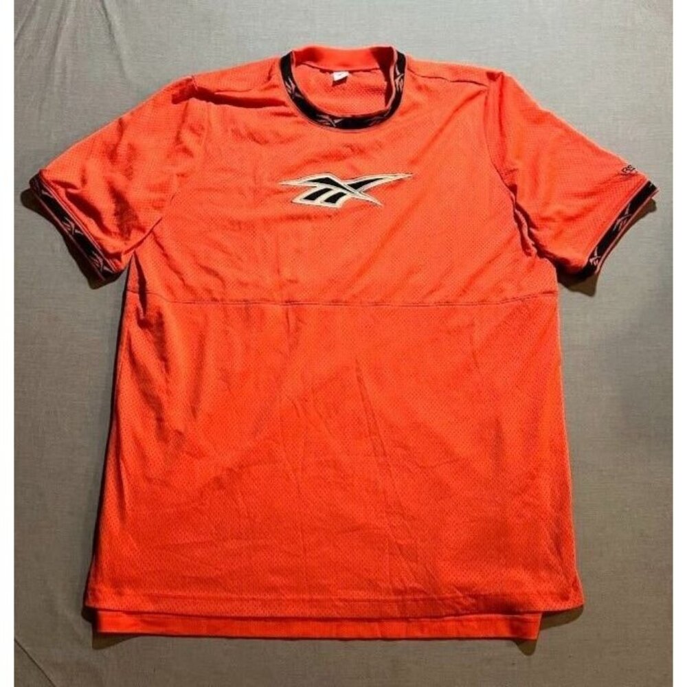Vintage Reebok Jersey Adult Large Orange Pullover Short Sleeve Pullover Mens.